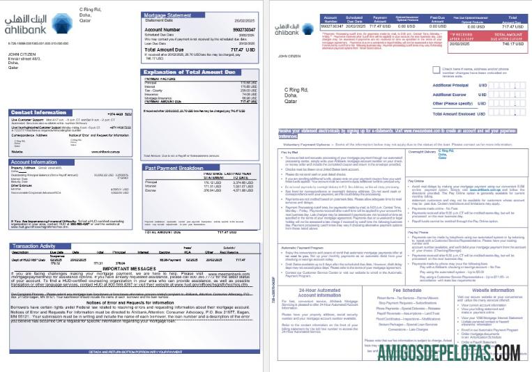 Declaração de hipoteca do Qatar Ahlibank em formatos Word e PDF 1 2 exemplo